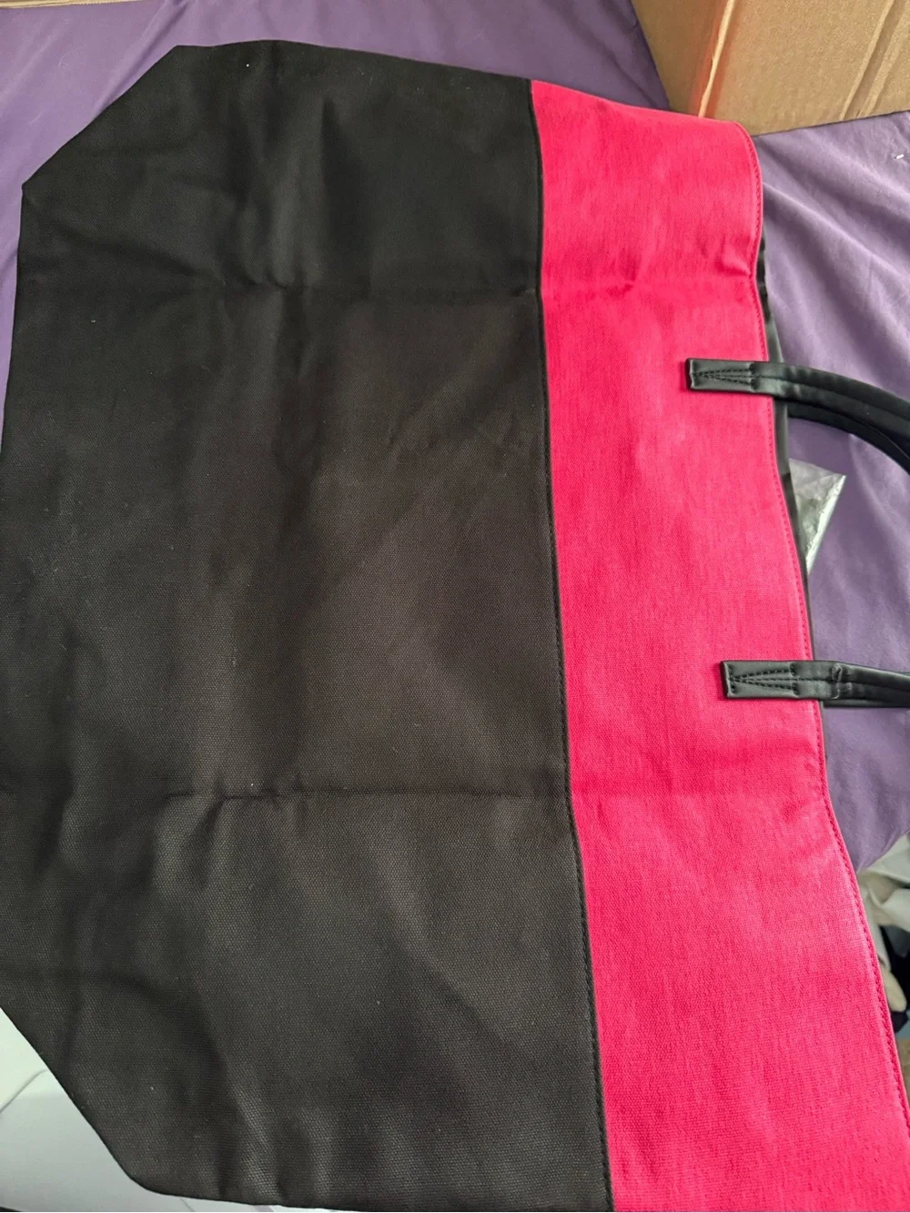 Victoria's Secret Hot Pink and Black Tote with Striped Accent